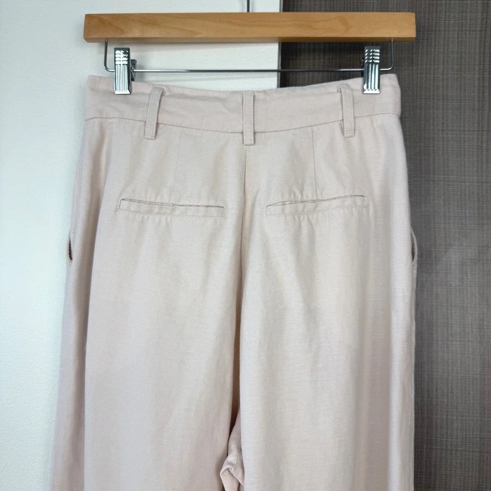 Wilfred Artizia The Effortless Pants Linen Blend Wide Leg Trouser Beige Size 4